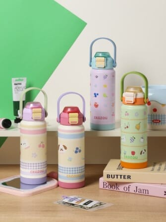 ขวดน้ำเก็บความเย็น เคลือบเซรามิก EKOZOU KATI AND CHATHAI ขนาด 750ML. (ORANGE-GREEN)_5
